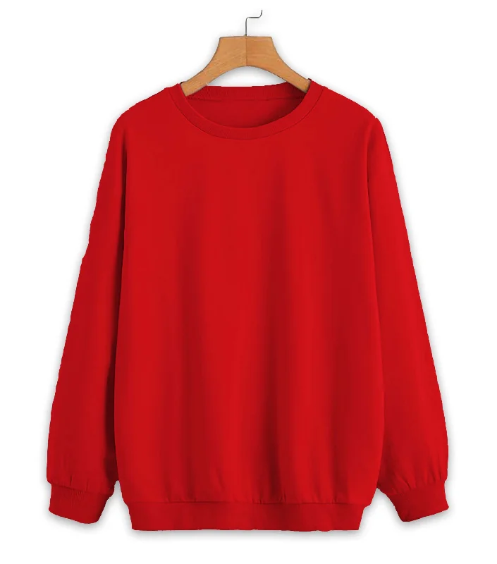 Vimal Jonney Maroon Solid Round Neck Cotton Fleece Sweatshirt for Women Hoodie with Hem Fringe Bohemian Relaxed