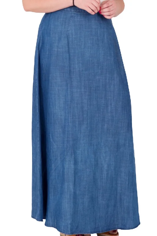 Standards & Practices Zalena Denim Maxi Skirt patchwork skirt art
