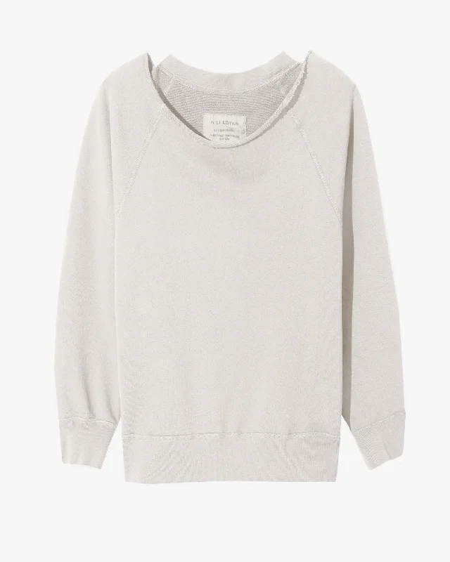 Luka Scoop Neck Sweatshirt Hoodie with Distressed Vintage Worn