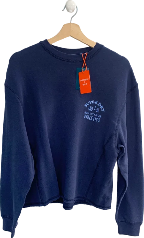 Superdry Navy Beach Club Athletics Sweatshirt UK XS Hoodie Crop Top Short Trendy