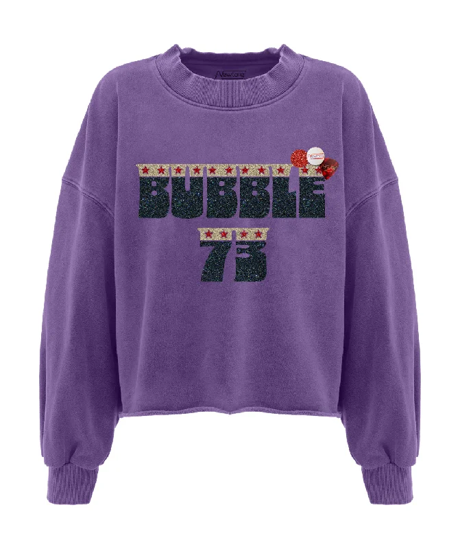 Sweatshirt crop porter grape "BUBBLE" Hoodie with Hem Detail Decorative Unique