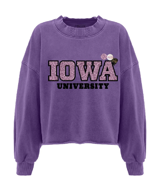 Sweatshirt crop porter grape "UNIVERSITY" Hoodie with Embroidery Detailed Premium