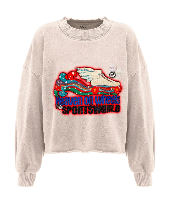 Sweatshirt crop porter whisper "HEAVEN" Hoodie with Ribbed Hem Stretchable Secure