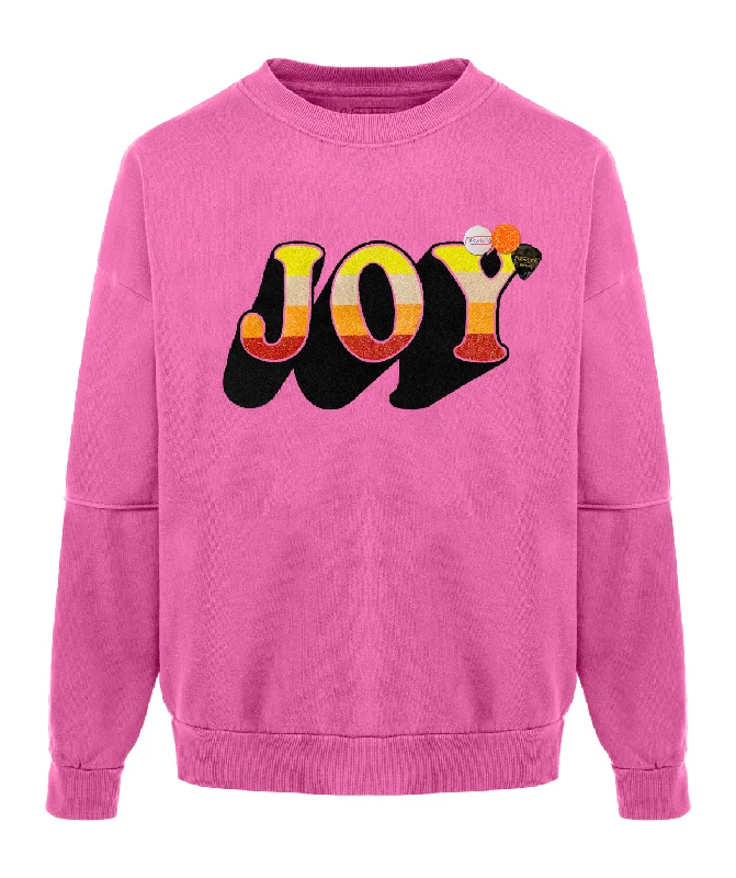 Sweatshirt roller fuschia "JOY FW24" Hoodie with Side Slits Relaxed Casual