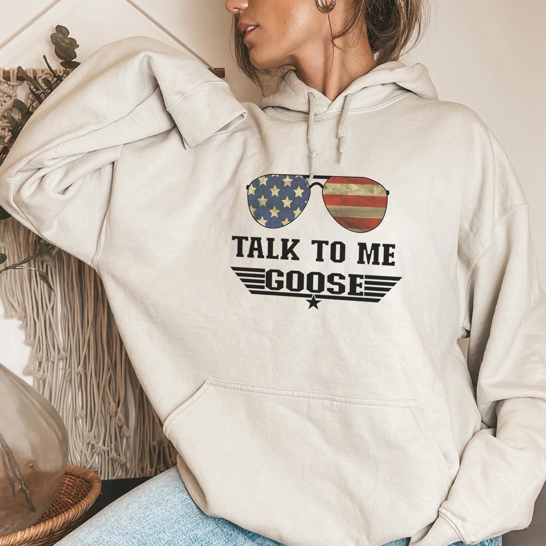Talk To Me Goose Hoodie Hoodie with Hem Elastic Stretchable Comfortable