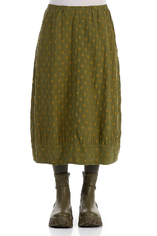 Taper Dotty Olive Silk Skirt breathable skirt fabric