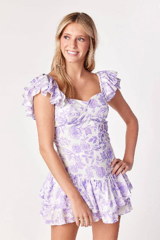 Taylor Layered Skirt Garden Toile Violet wool skirt thick