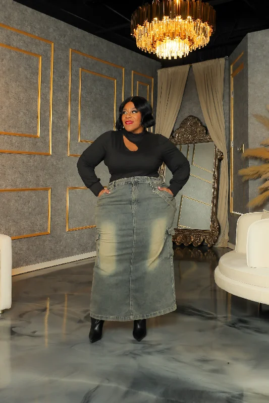 Tess Cargo Denim Skirt denim skirt casual