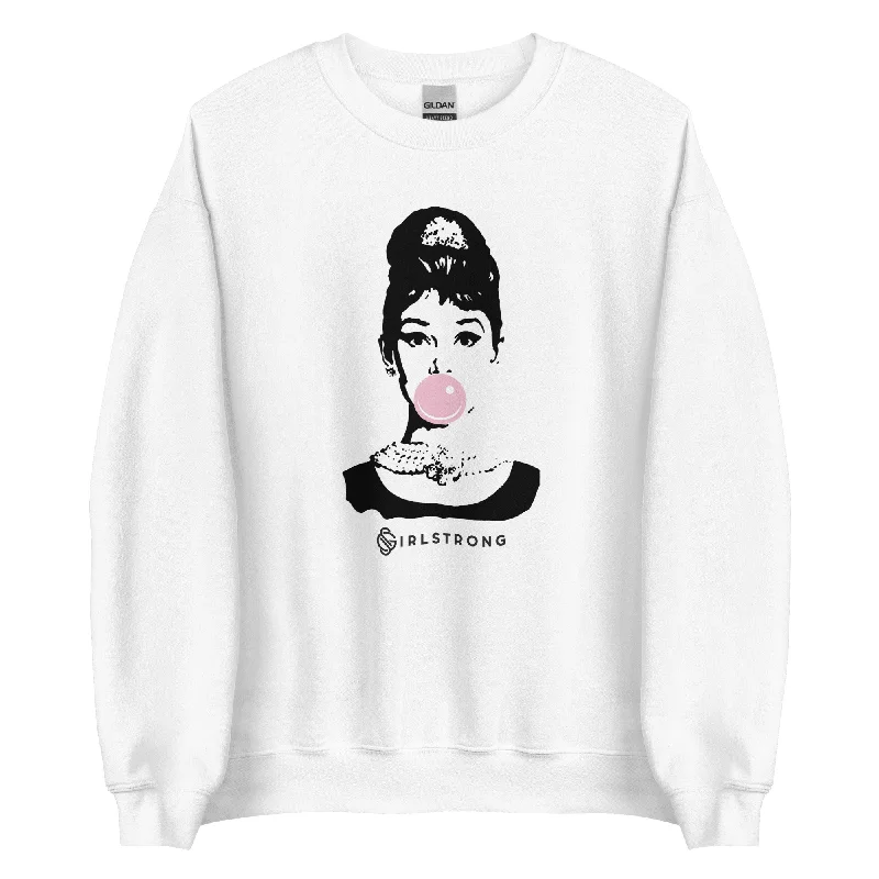 THE ESSENTIAL UNISEX SWEATSHIRT WHITE AUDREY HEPBURN Hoodie with Tied Waist Feminine Flattering THE ESSENTIAL UNISEX SWEATSHIRT WHITE AUDREY HEPBURN Hoodie with Tied Waist Feminine Flattering