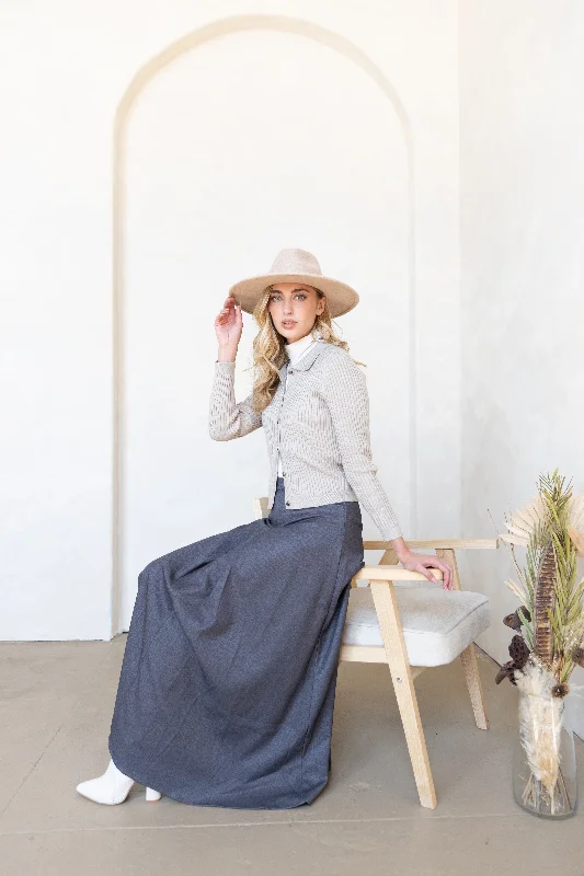 Tia Skirt - Grey silk skirt lustrous