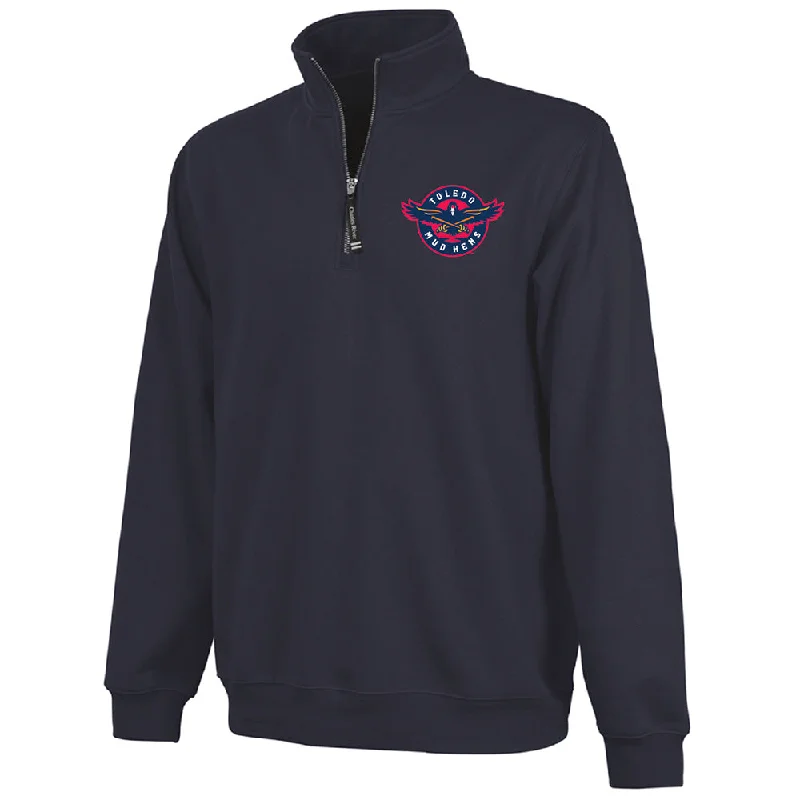 Toledo Mud Hens Real Bird Crosswind 1/4 Zip Sweatshirt Hoodie with Front Slit Layering Stylish