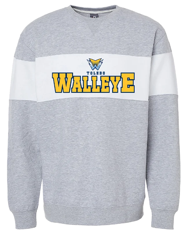 Toledo Walleye Varsity Fleece Crewneck Sweatshirt Hoodie with Hem Frayed Vintage Worn