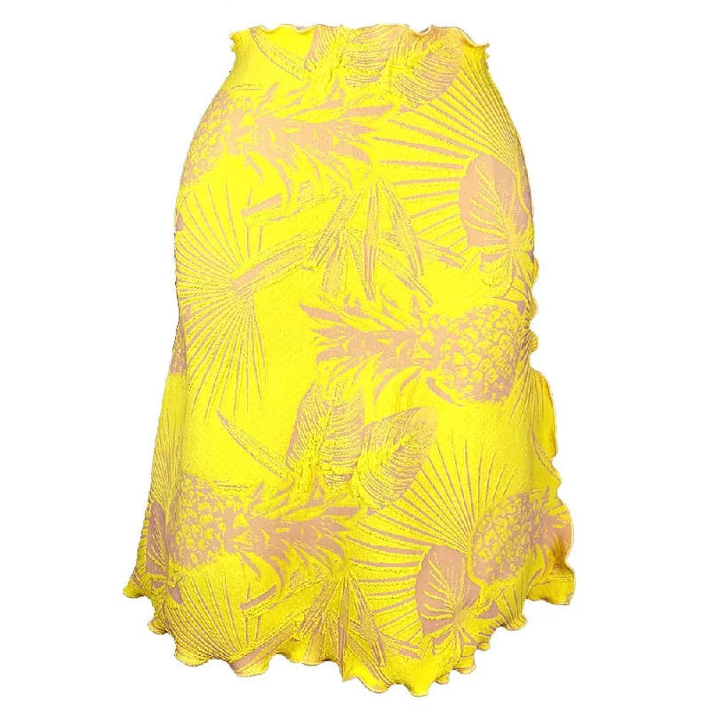 Tropical Abacaxi Jacquard Knit Bias Skirt denim skirt casual