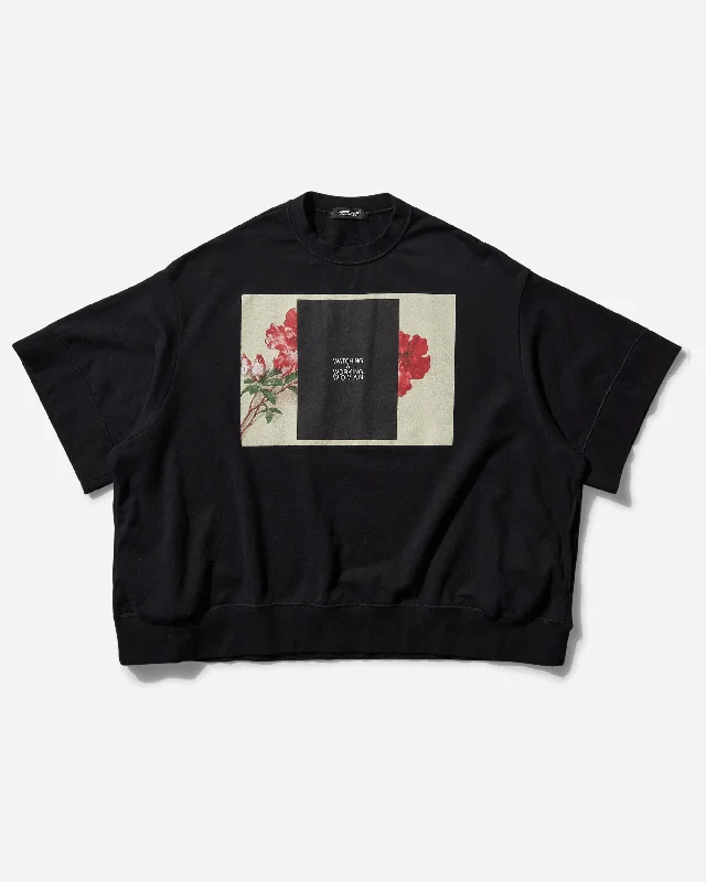 Women's Cotton Short Wide Sweatshirt Black Hoodie Crop Top Short Trendy