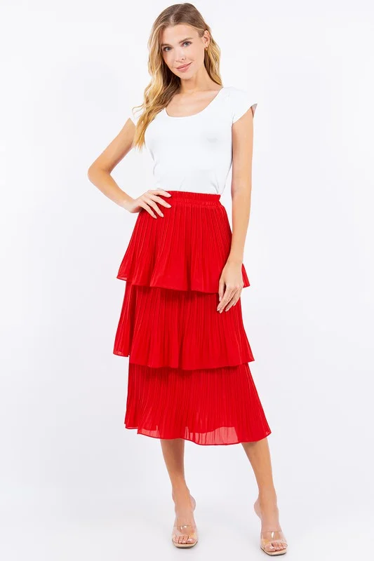 Valerie Red Ruffle Skirt mini skirt trendy