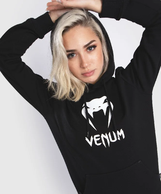 Venum Classic Hoodie - For Women - Black Hoodie with Stripes Bold Sporty