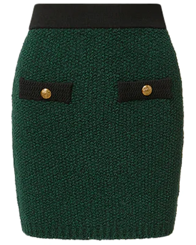 Black and Pine Tweed Rivka Mini Skirt silk skirt luxurious