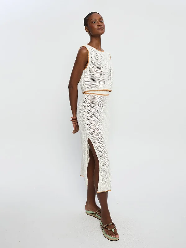 Vivi Knit Midi Skirt button skirt front
