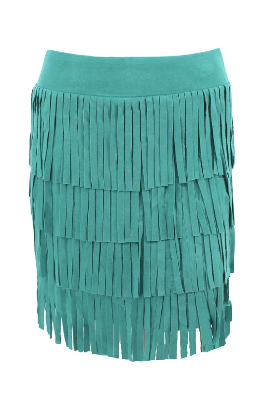 Way Aqua Short Fringe Skirt-Final Price chiffon skirt airy