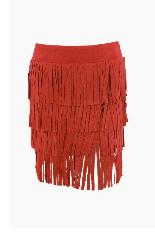 Way Tangerine Short Fringe Skirt lace skirt delicate