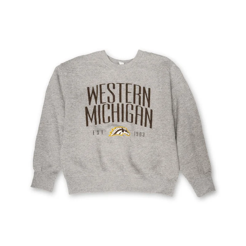Western Michigan Modern Ladies' Sweatshirt Hoodie with Tied Waist Feminine Flattering