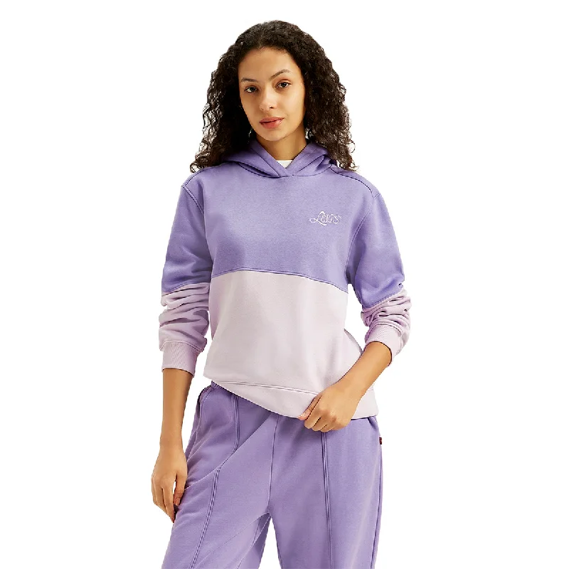 Women's Colorblock Lavender Hooded Sweatshirt Hoodie with Mock Neck Collared Structured Women's Colorblock Lavender Hooded Sweatshirt Hoodie with Mock Neck Collared Structured
