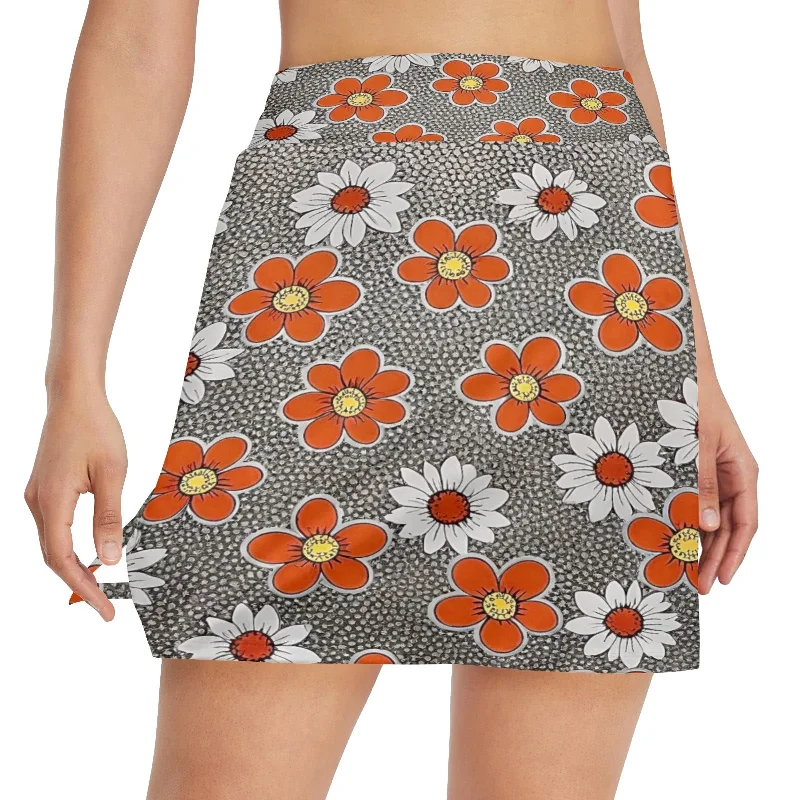 Women's Golf Skirt with Pocket (D64) linen skirt breathable