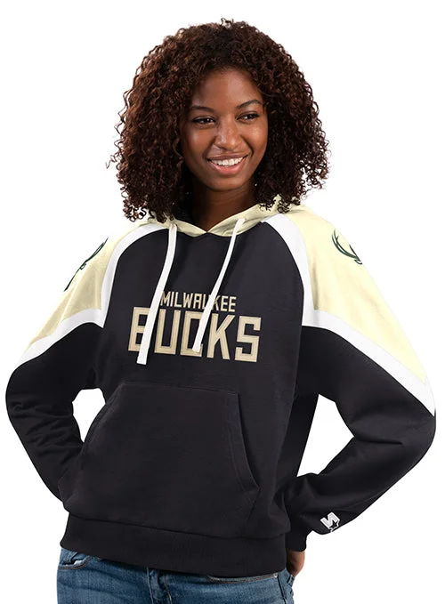 Women's Starter Journeyman Terry Milwaukee Bucks Hooded Sweatshirt Hoodie with Logo Branding Identity
