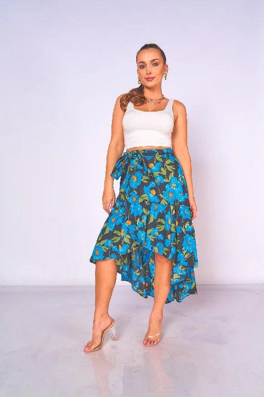 Wraparound Floral Print Skirt wool skirt warm