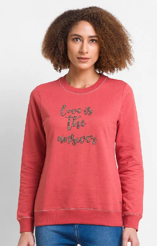Spykar Burnt Orange Cotton Blend Full Sleeve Round Neck Sweatshirts For Women Hoodie with Mock Neck Collared Structured Spykar Burnt Orange Cotton Blend Full Sleeve Round Neck Sweatshirts For Women Hoodie with Mock Neck Collared Structured