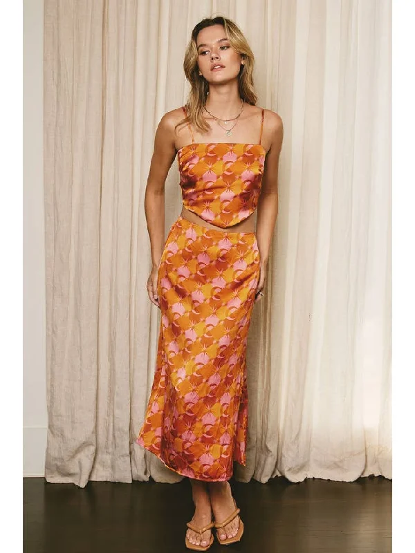 Cosmic Moonbeam Midi Slit Skirt chiffon skirt flowing