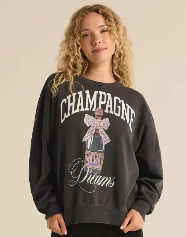 Z Supply Dreams Sunday Sweatshirt Hoodie with Hem Patch Decorative Personalized