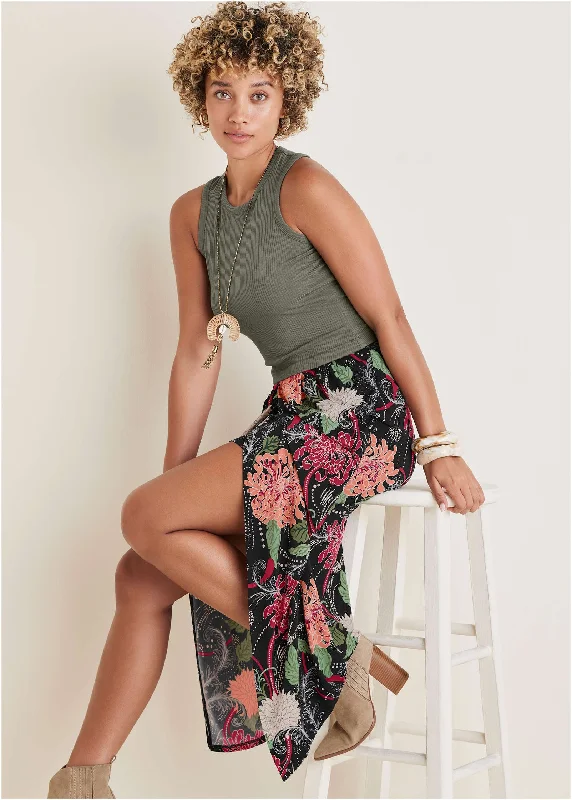 Stretch Knit Wrap Skirt  - Whimsical Mums midi skirt versatile