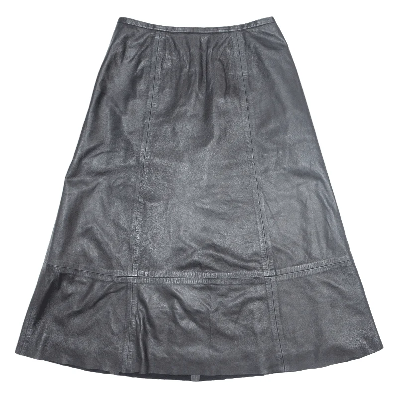 ZIMMERMANN Midi A-Line Skirt Black Leather Womens S elastic waist skirt