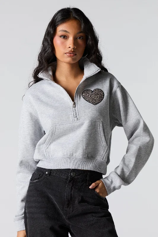 Twill Embroidered Quarter Zip Fleece Sweatshirt Hoodie with Ribbed Hem Stretchable Secure Twill Embroidered Quarter Zip Fleece Sweatshirt Hoodie with Ribbed Hem Stretchable Secure