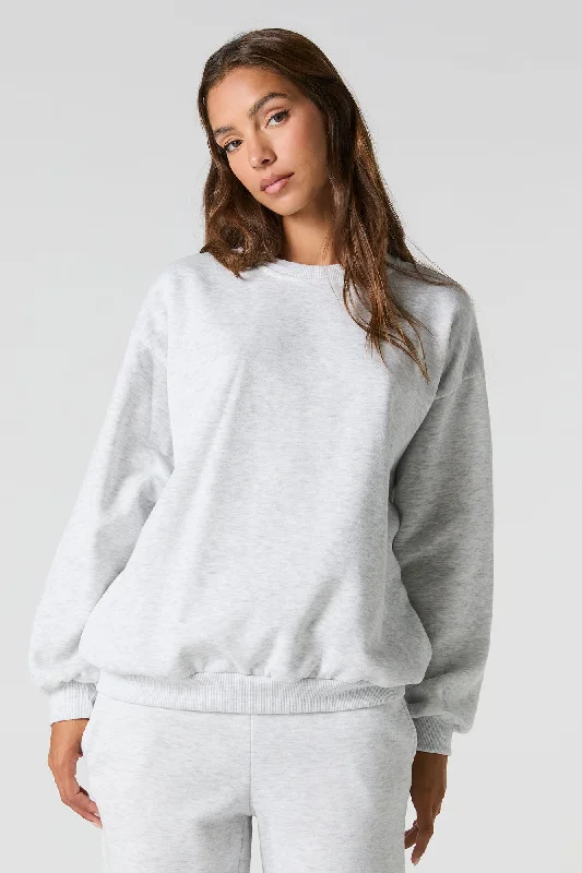 Oversized Fleece Sweatshirt Hoodie with Hem Raw Edge Edgy Unfinished
