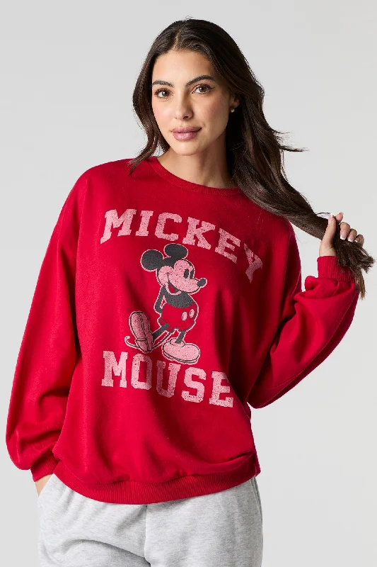 Mickey Mouse Graphic Fleece Sweatshirt Hoodie with Set-In Sleeves Structured Classic Mickey Mouse Graphic Fleece Sweatshirt Hoodie with Set-In Sleeves Structured Classic