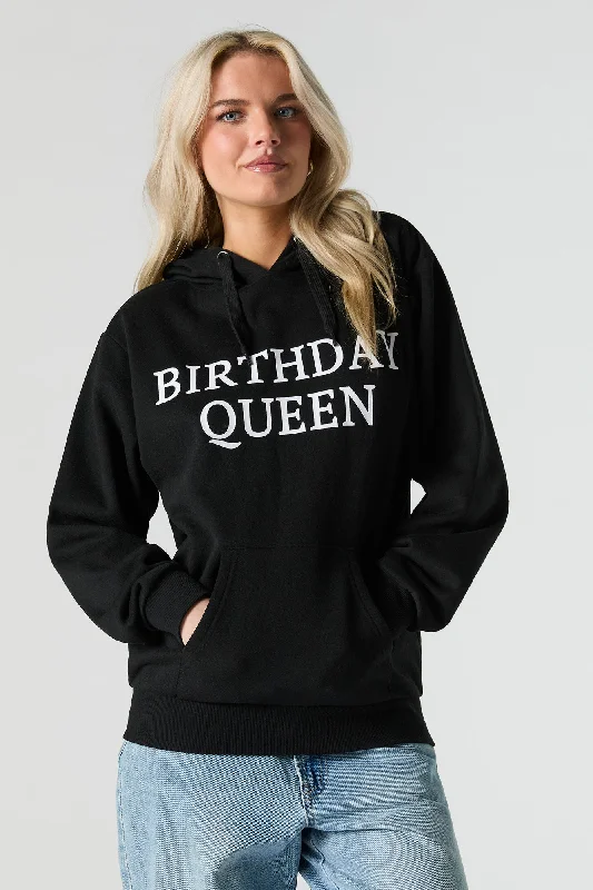 Birthday Queen Graphic Fleece Hoodie Zip Hoodie Drawstring Kangaroo Pocket