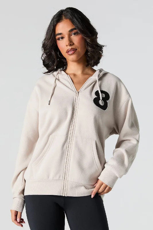 Graphic Zip-Up Fleece Hoodie Hoodie with Button Classic Timeless