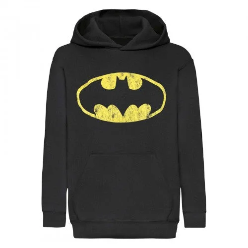 Batman Womens/Ladies Distressed Logo Hoodie Hoodie with Hem Contrast Bold Stylish