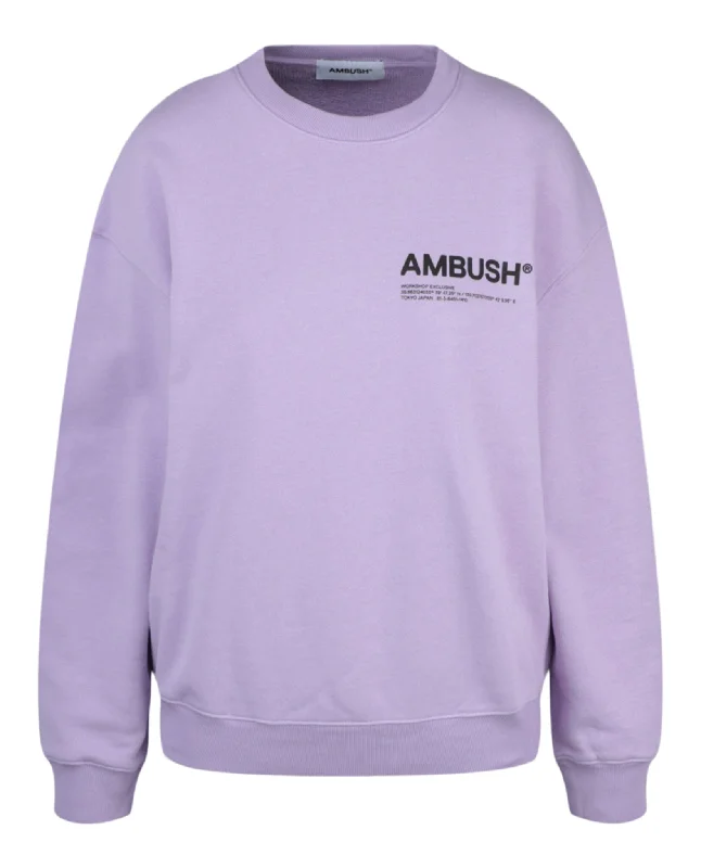 AMBUSH Womens Crewneck Workshop Sweatshirt Hoodie with Longline Fit Extended Stylish AMBUSH Womens Crewneck Workshop Sweatshirt Hoodie with Longline Fit Extended Stylish