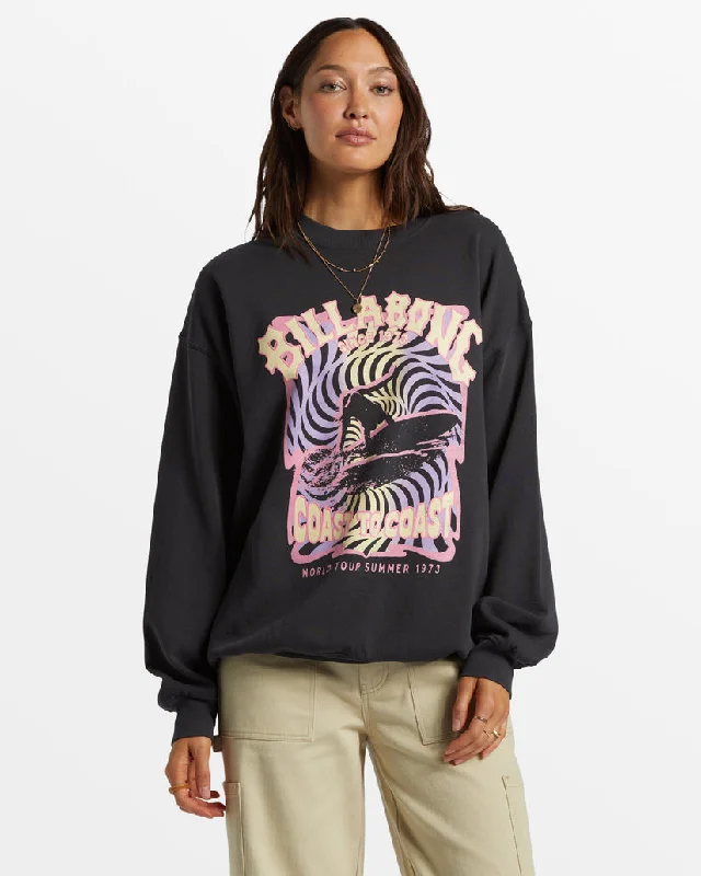 Billabong Ride In Oversized Crewneck Sweatshirt - BLACK SANDS 4 Hoodie with Relaxed Fit Easy Casual Billabong Ride In Oversized Crewneck Sweatshirt - BLACK SANDS 4 Hoodie with Relaxed Fit Easy Casual