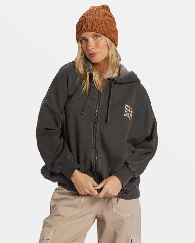 Billabong Riptide Zip Hoodie - BLACK SANDS Hoodie with V-Neck Classic Versatile