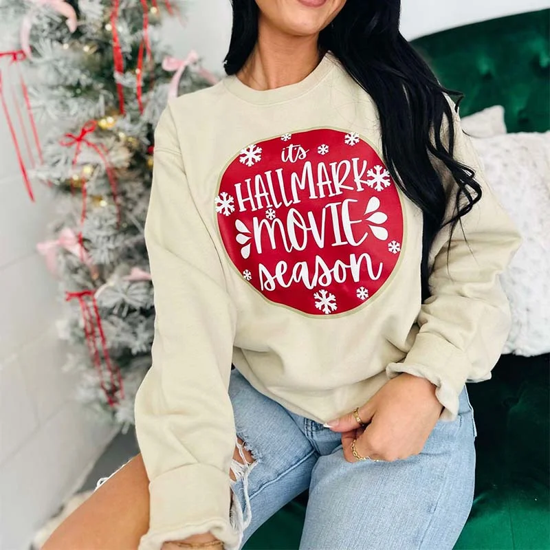Movie Season Crewneck Sweatshirt Hoodie with Fur Luxurious Winter