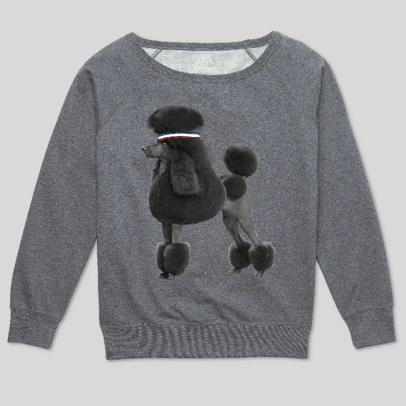 POODLE WOMEN'S SCOOP NECK SWEATSHIRT Hoodie with Lace Feminine Delicate