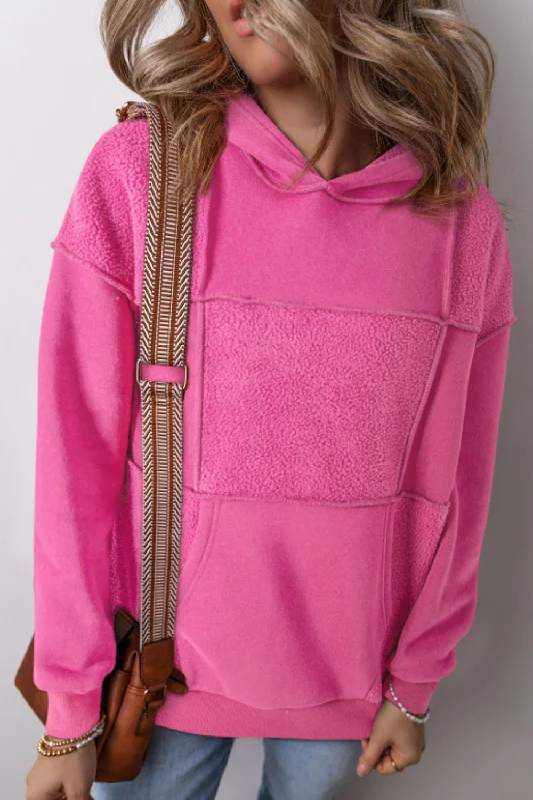 Exposed Seam Long Sleeve Hoodie Hoodie with Velcro Closure Adjustable Secure