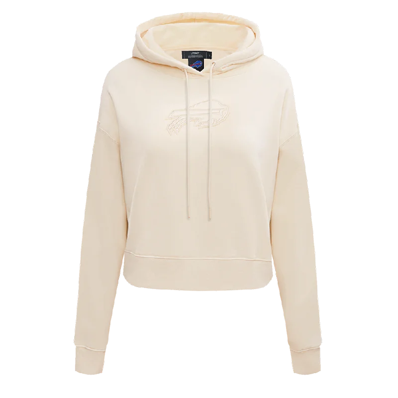 NFL BUFFALO BILLS NEUTRAL CROPPED WOMEN'S PO HOODIE (EGGSHELL) Hoodie with Emblem Brand Identity NFL BUFFALO BILLS NEUTRAL CROPPED WOMEN'S PO HOODIE (EGGSHELL) Hoodie with Emblem Brand Identity