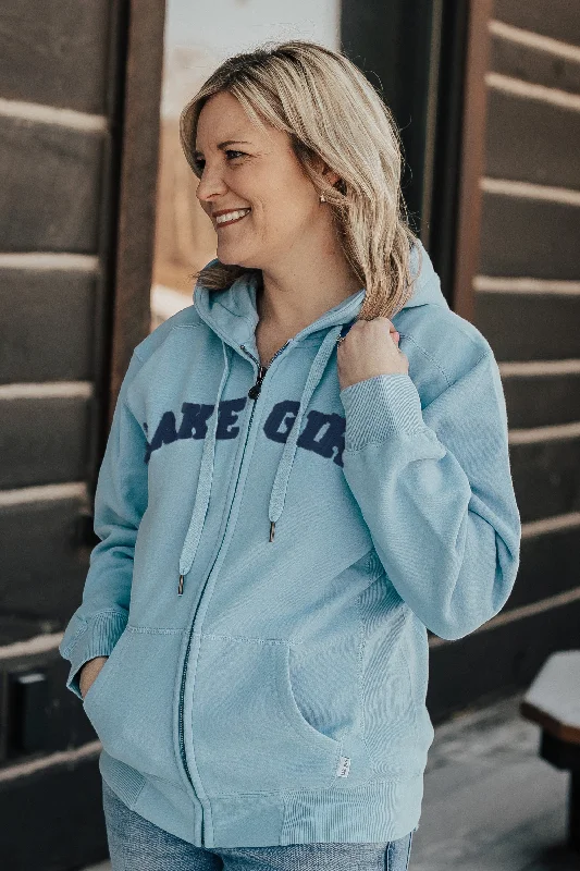 Full Zip Hoodie in Cool Blue Hoodie with Half-Zip Sporty Casual