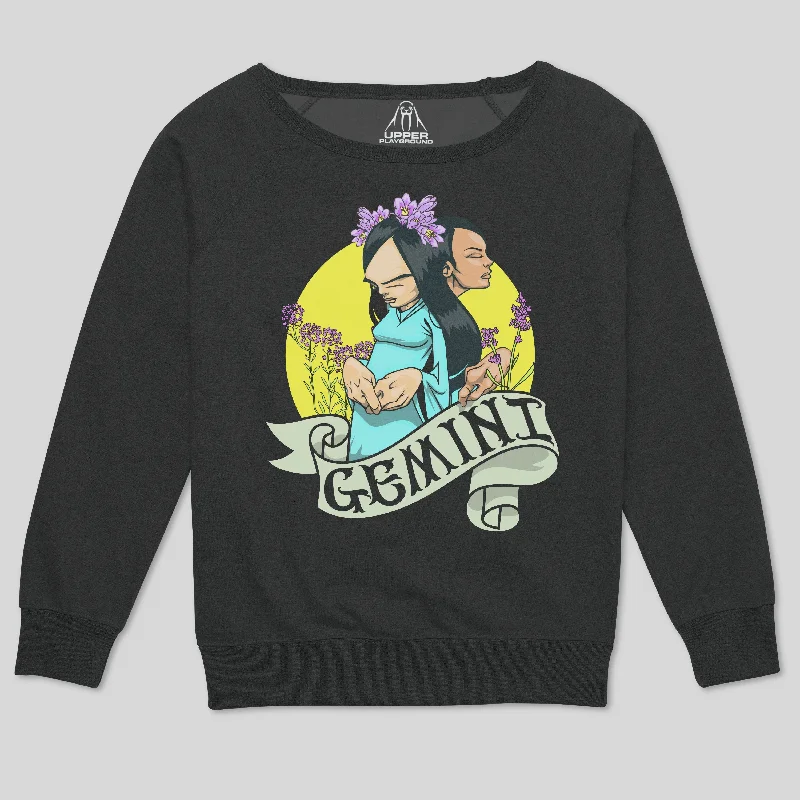 GEMINI BY SAM FLORES WOMEN'S SCOOP NECK SWEATSHIRT Hoodie with Exposed Zipper Edgy Industrial GEMINI BY SAM FLORES WOMEN'S SCOOP NECK SWEATSHIRT Hoodie with Exposed Zipper Edgy Industrial
