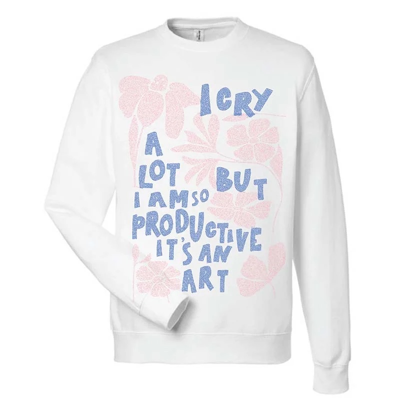 I Cry A Lot Crewneck Sweatshirt Hoodie with Mesh Breathable Sporty